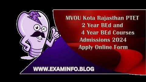 MVOU Kota Rajasthan PTET 2 Year BEd and 4 Year BEd Courses Admissions 2024 Apply Online Form